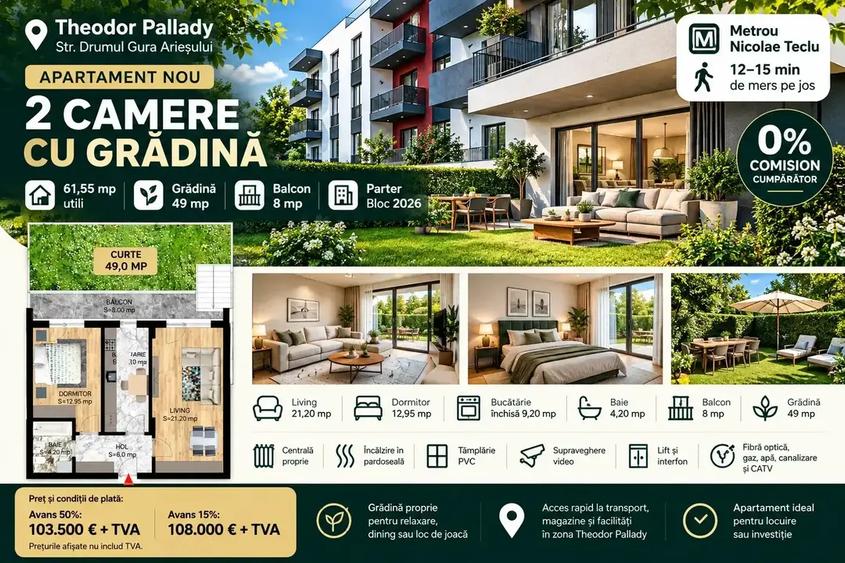 Apartament cu 2 camere decomandat în Theodor Pallady