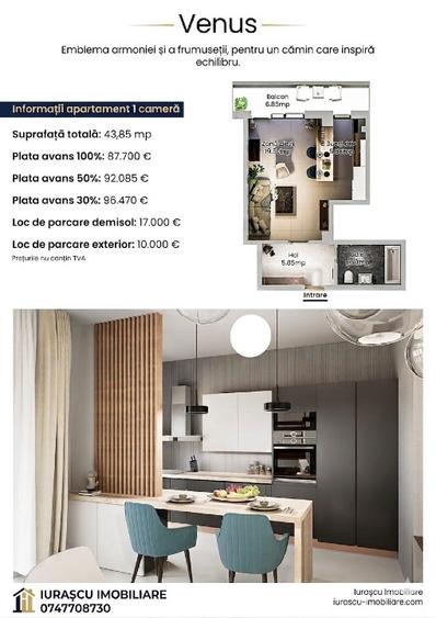 Garsonieră decomandată în Baza 3