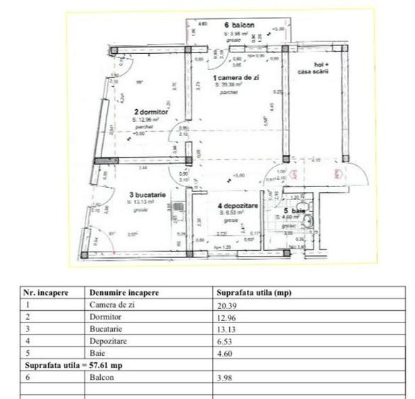 Apartament cu 3 camere semidecomandat în Central