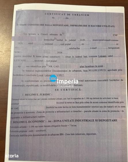Teren de 1200 mp, în Lețcani