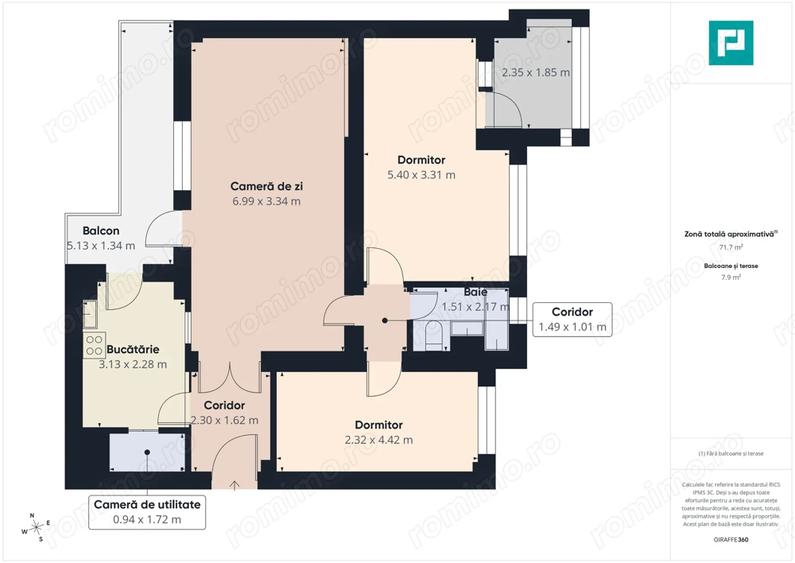 Apartament cu 3 camere în Ultracentral