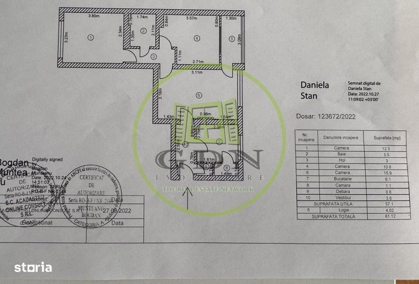Apartament cu 3 camere, mobilat în Pajura