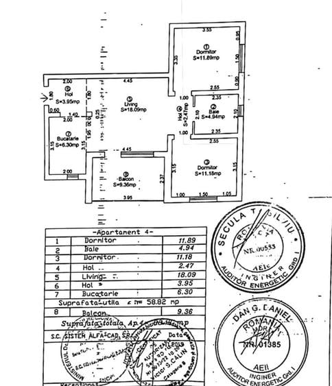 Apartament cu 3 camere semidecomandat în Braytim