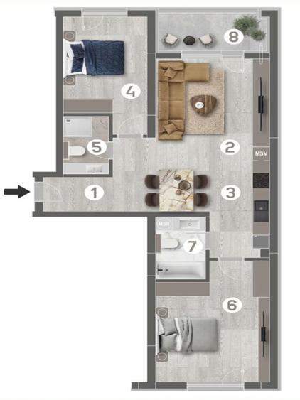 Apartament 3 camere spatios si luminos zona Brancoveanu bloc nou 2023 - 4
