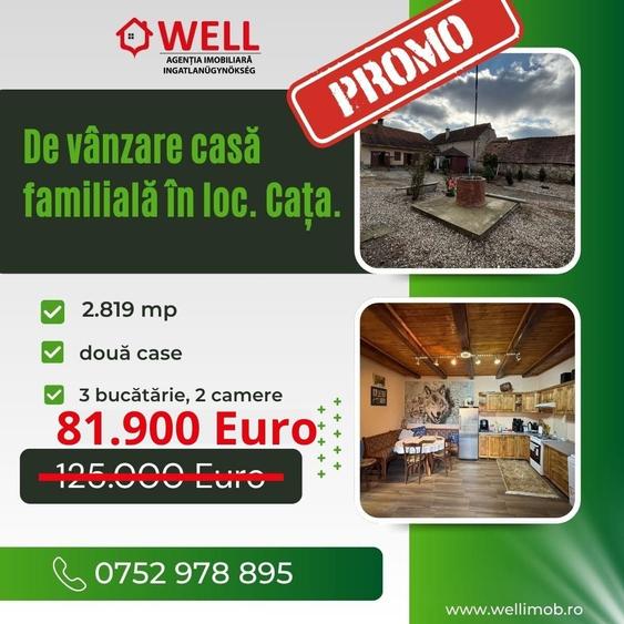 Casă cu 2 camere cu Teren 2819 Mp în Cața