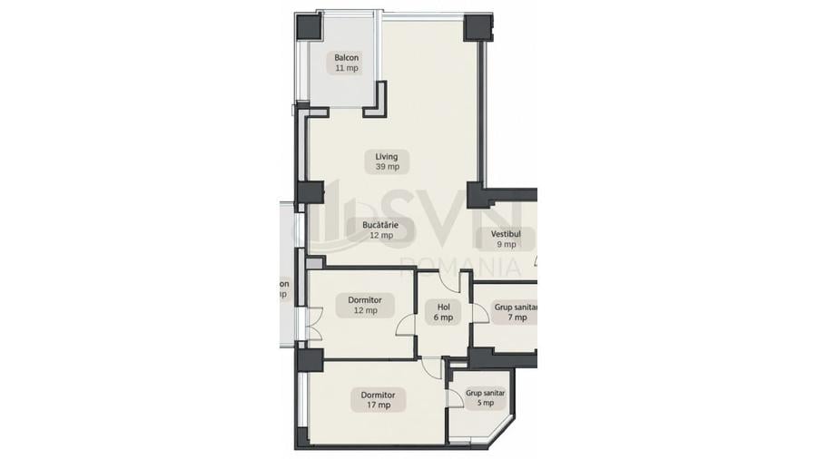 Apartament cu 3 camere semidecomandat în Aviației