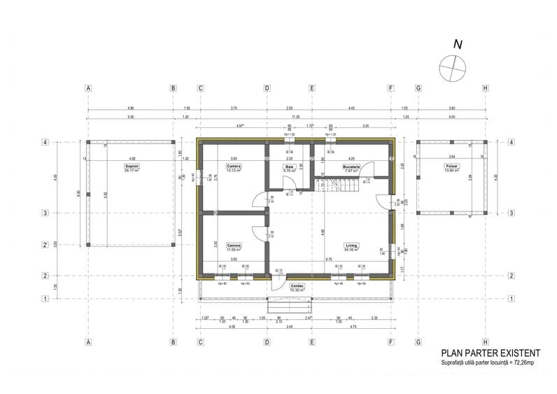 Casă cu 4 camere cu Teren 1744 Mp în Crăcăoani