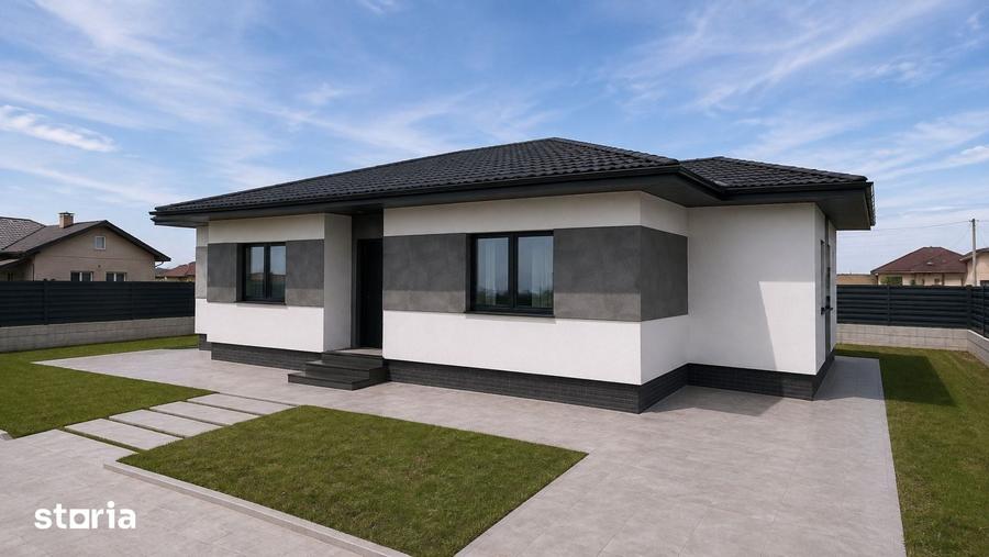 Casa individuala noua | 80 mp utili | Teren 380 mp | 3 camere | 2 bai - 1