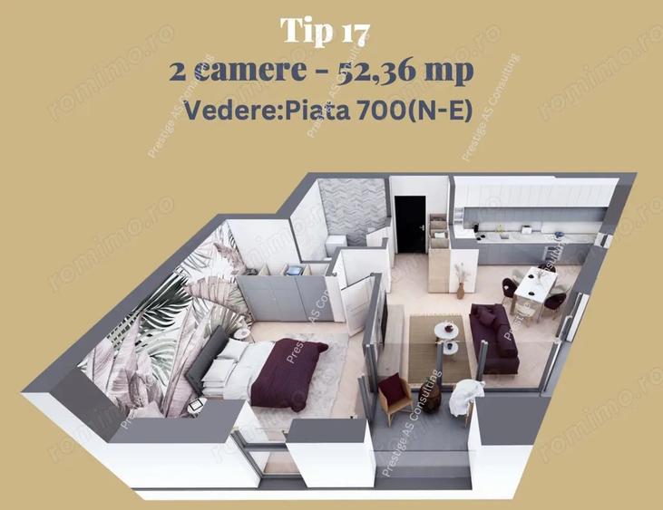 Apartament cu 2 camere în Semicentral