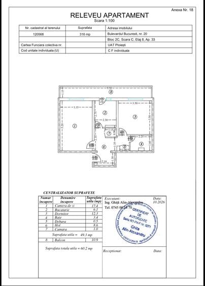 Apartament cu 2 camere decomandat în Central
