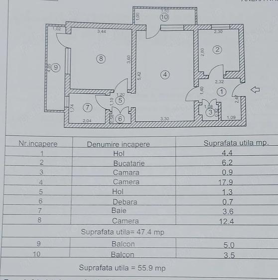 Apartament cu 2 camere semidecomandat în Calea Galați