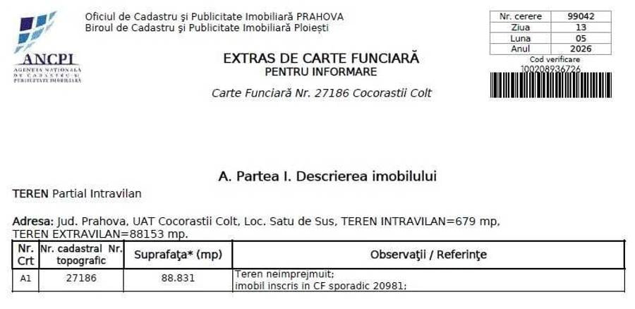 Teren de 88831 mp, în Satu de Sus