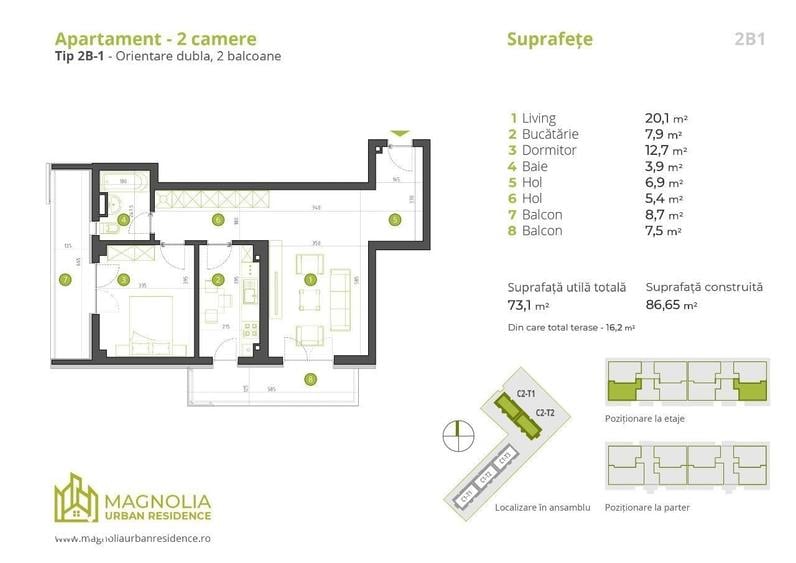 Apartament cu 2 camere în Străulești
