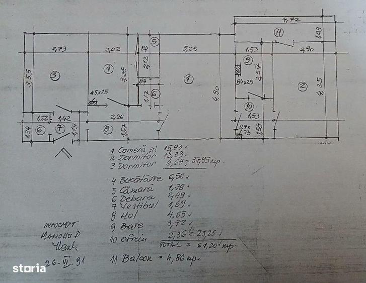 Apartament cu 3 camere în Micro 17