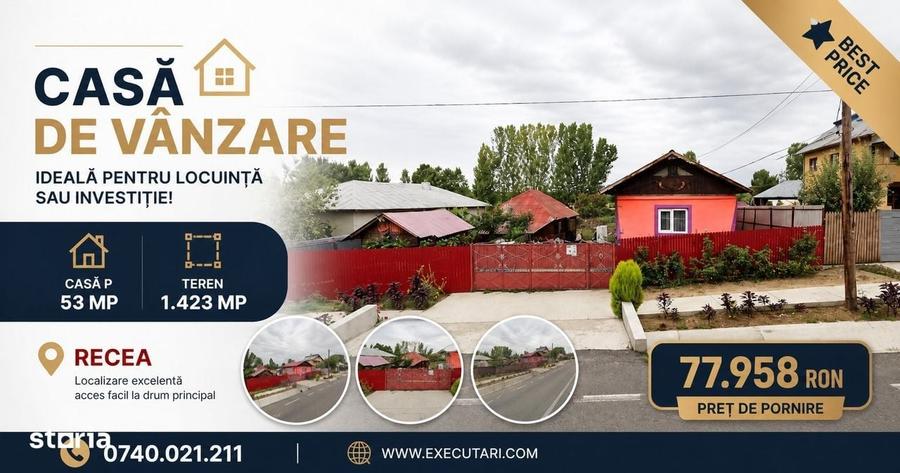 Casă cu 2 camere cu Teren 1423 Mp în Recea