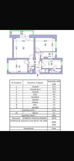 Apartament cu 3 camere decomandat în Berceni