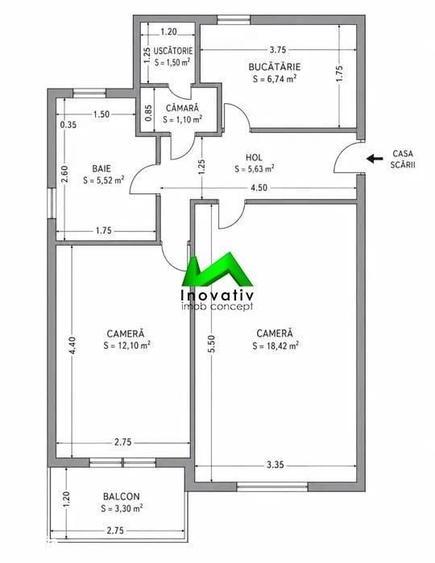 Apartament cu 2 camere în Ștrand