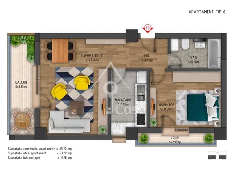 Apartament cu 2 camere decomandat în Olteni