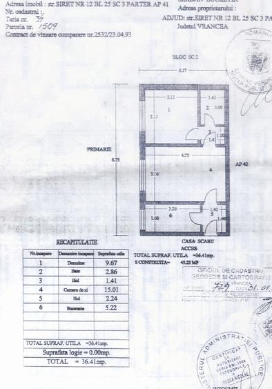 Apartament cu 2 camere semidecomandat în Adjud