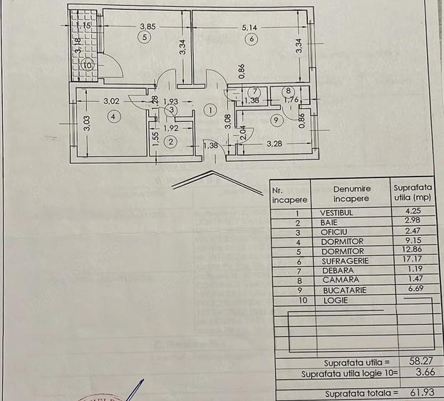 Apartament cu 3 camere decomandat în Titan