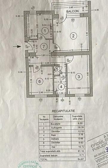Apartament cu 3 camere decomandat în Central