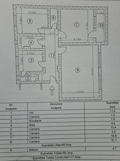 Apartament cu 3 camere decomandat în Central