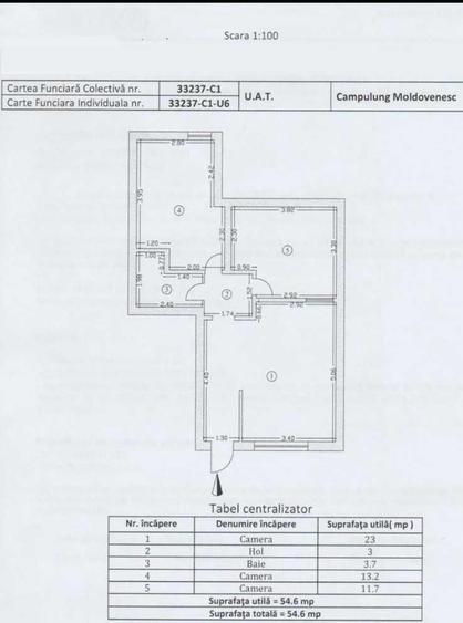 Apartament cu 3 camere semidecomandat în Central