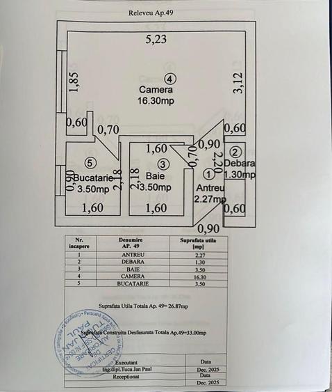 Garsonieră decomandată în Valea Aurie