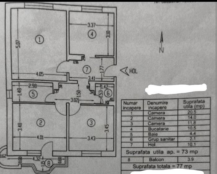 Apartament cu 3 camere decomandat în Dunărea