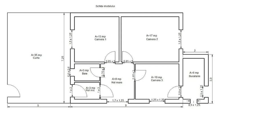 Casă cu 3 camere cu Teren 35 Mp în Dămăroaia