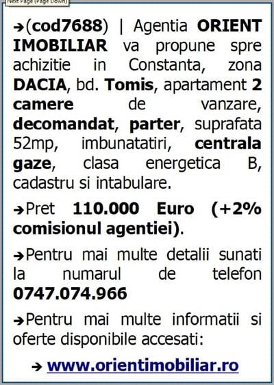 Dacia, bd. Tomis, de vanzare apartament 2 camere, parter, gaze, 110.000€ - 4