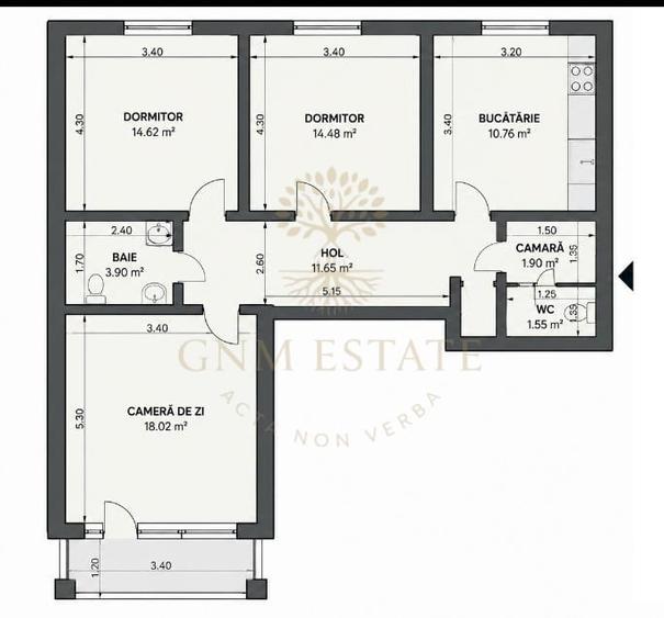Apartament cu 3 camere decomandat în Tineretului