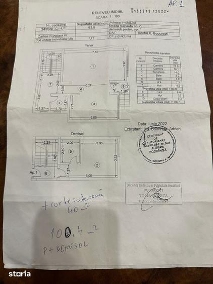 Apartament cu 3 camere în Crângași