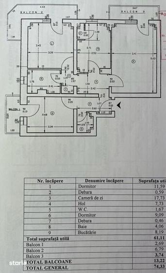 Apartament cu 3 camere în Gării