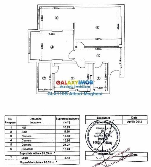 Apartament cu 3 camere decomandat în Central
