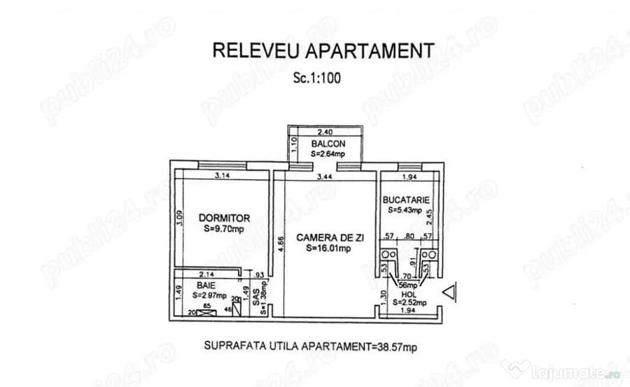 Apartament cu 2 camere semidecomandat în Păcurari