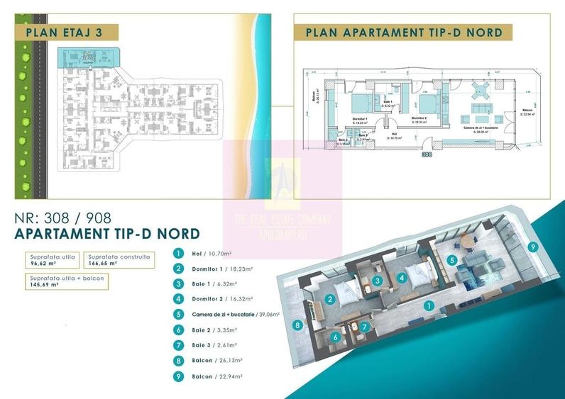 Apartament cu 3 camere în Nord