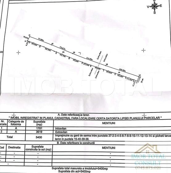 Teren Construcții intravilan de 5400 mp, în Rădești