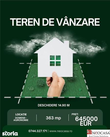 Teren de 363 mp, în Domenii