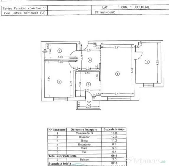 Apartament cu 3 camere semidecomandat în 1 Decembrie