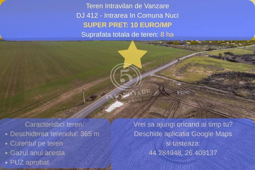Teren Construcții intravilan de 80000 mp, în Frumușani