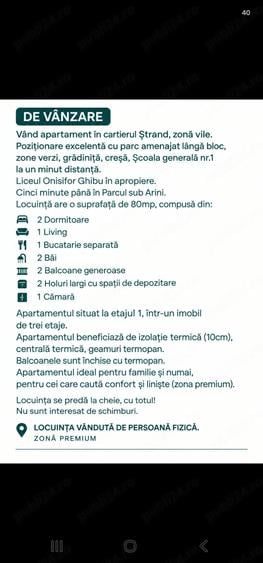 Apartament cu 3 camere decomandat în Ștrand