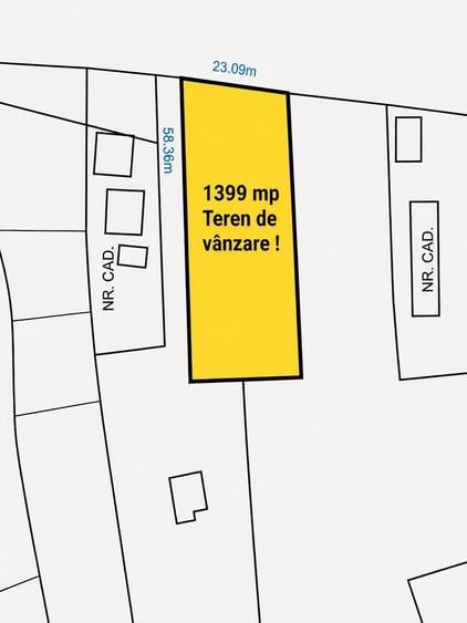 Teren Construcții intravilan de 1399 mp, în Central