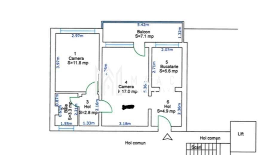 Apartament cu 2 camere în Mihai Viteazul