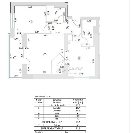 Apartament cu 3 camere decomandat în Central
