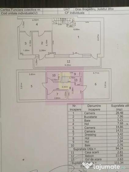 Apartament cu 3 camere semidecomandat în Central