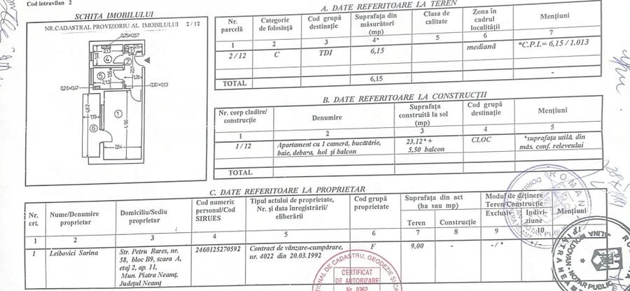 Garsonieră decomandată în Central
