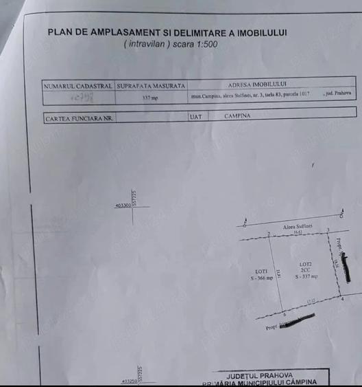 Teren de vanzare in Campina ( Str.Alea Sulfinei nr .3 , prima strada la stanga dupa spital TBC ) .Te - 4