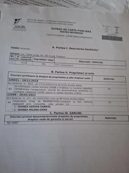 Teren de 900 mp, în Valea Largă