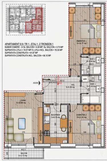 Apartament cu 3 camere decomandat în Theodor Pallady